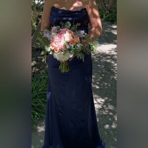 Chic Navy Blue Strapless Maxi Dress